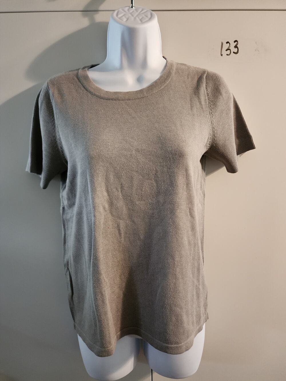 Linea by Louis Dell'Olio Womens XS Grey Greige Short Sleeve Knit Sweater Top